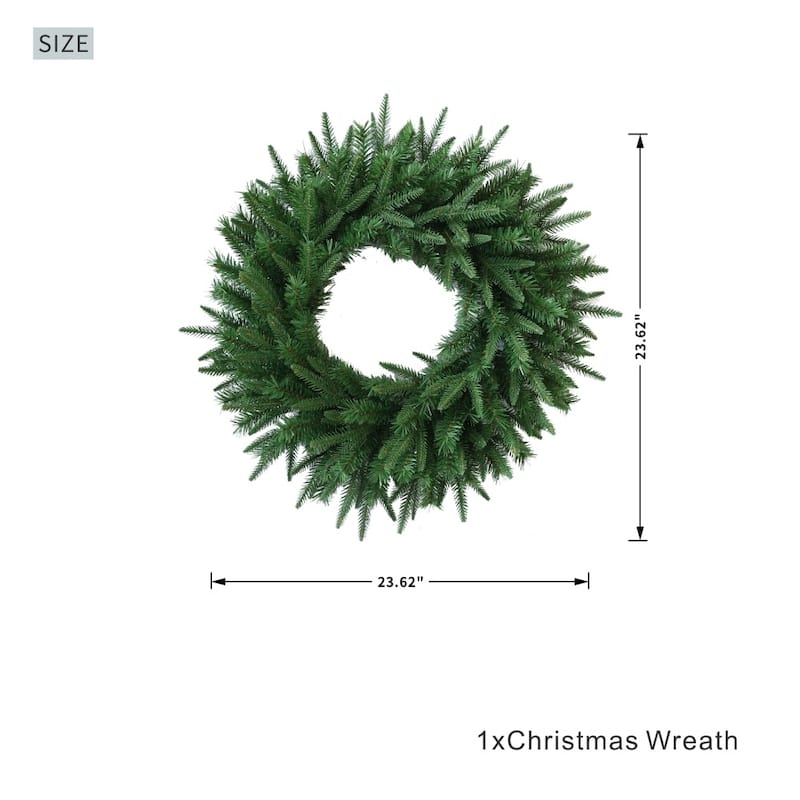 23.62" Green Realistic Artificial Holiday Christmas Wreath for Decor