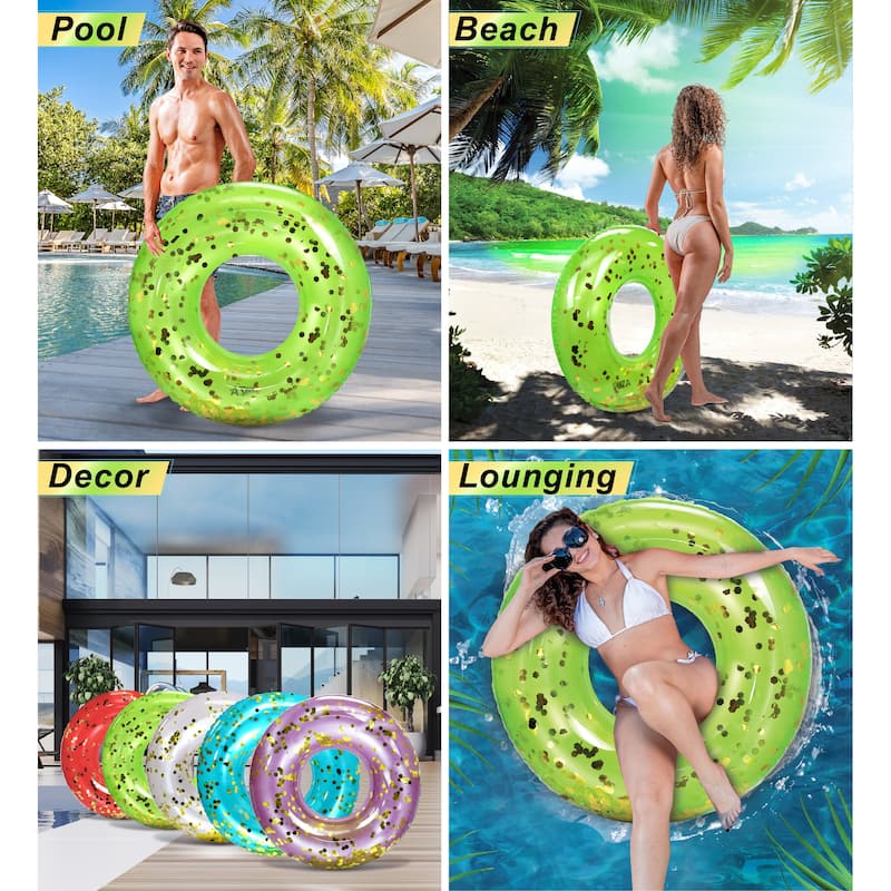 CoTa Global Inflatable Green Gold Pool Float Tube with Confetti - 36 inches
