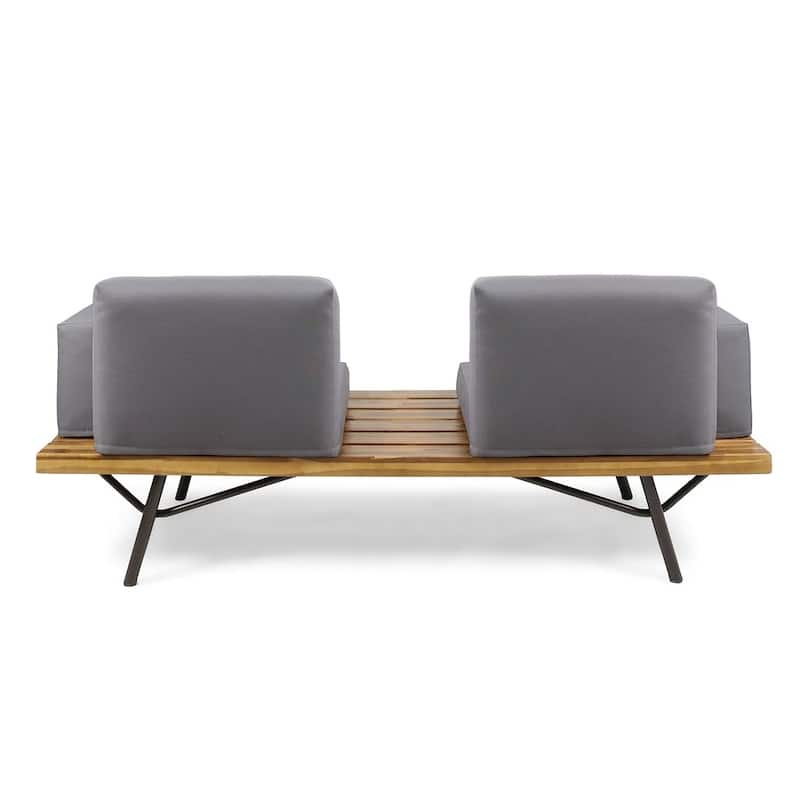 Outdoor Industrial Loveseat with Coffee Table Patio Furniture Set of 2 by Christopher Knight Home