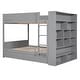preview thumbnail 20 of 50, Space-Saving Bunk Bed with 2 Drawers and Multi-layer Cabine, Solid Wood Bunk Bed Frame with Guardrail for Kids, Teens Bedroom