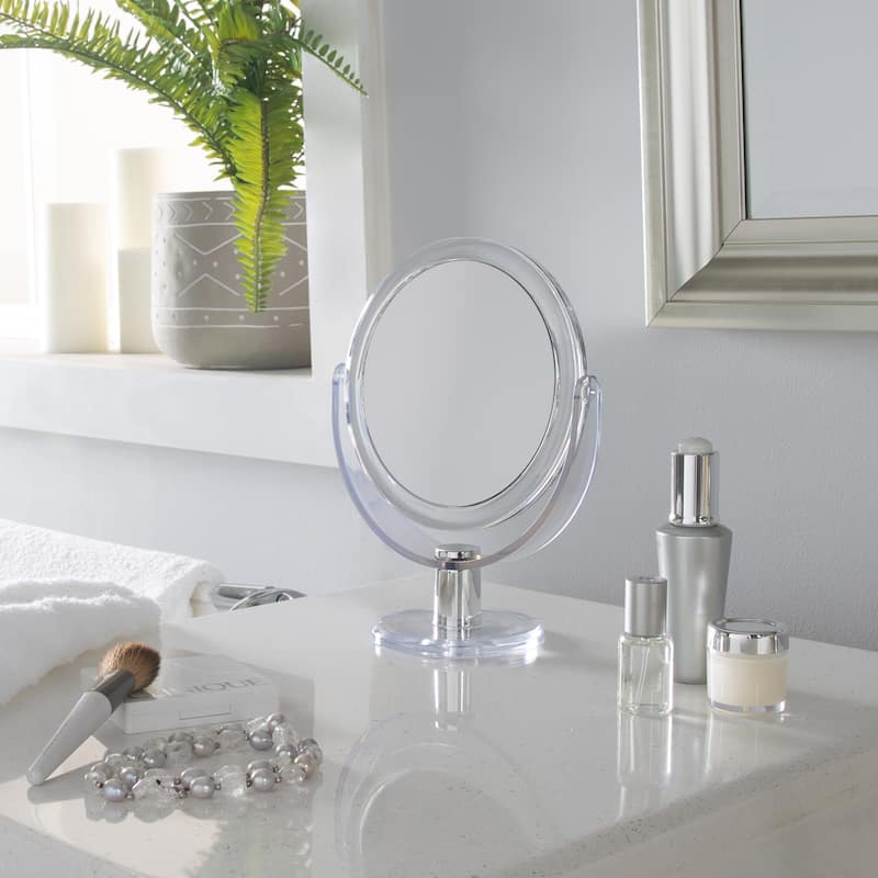 Home Details Dual Sided 10X Magnification 7" Rubberized Vanity Mirror in Clear