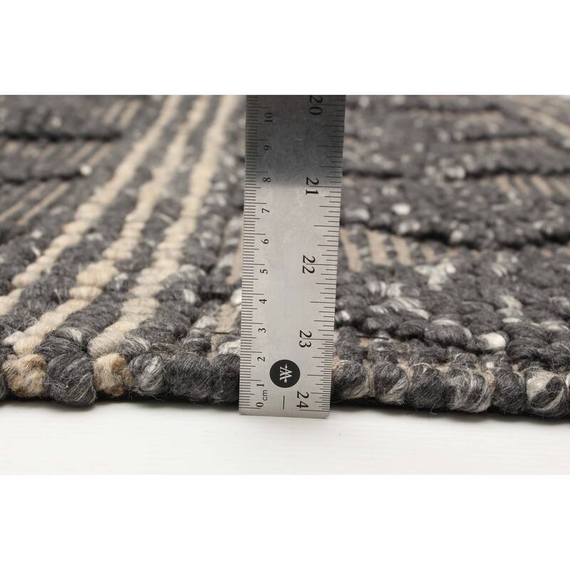 ECARPETGALLERY Braid weave Sienna Grey Wool Rug - 6'0 x 9'0