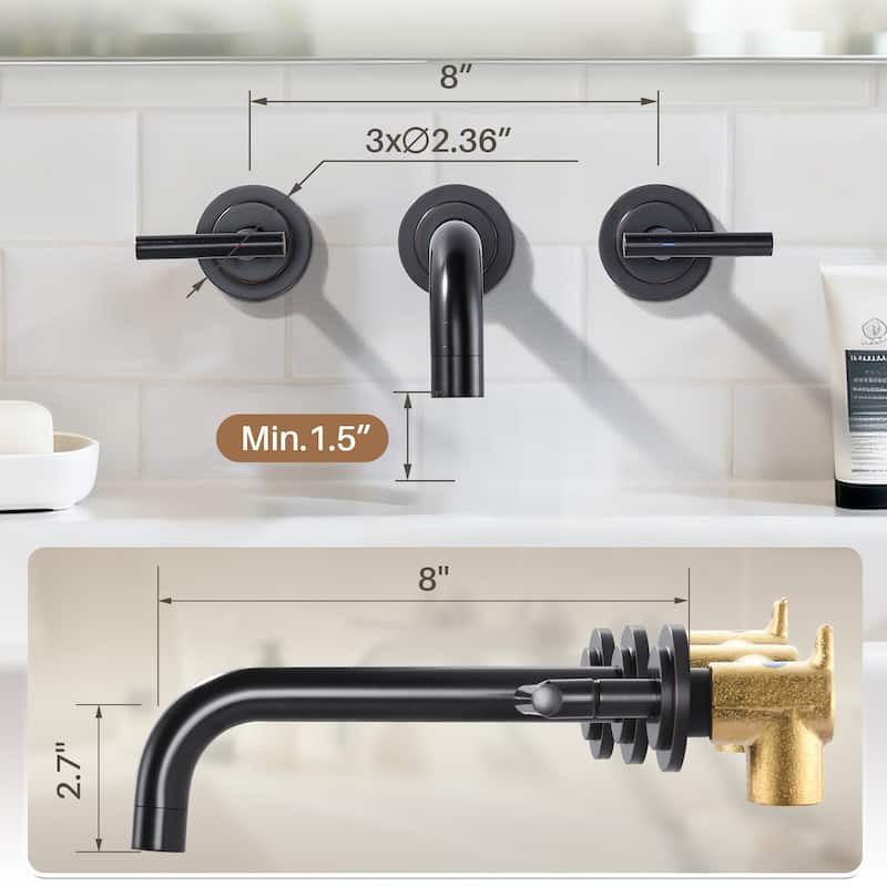 WOWOW Double Handle Wall Mount Bathroom Sink Faucet