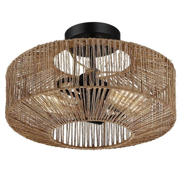 Dorn 2-Light Bohemian Jute Rope Semi-Flush Mount - W14