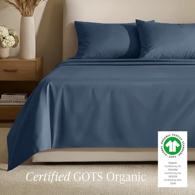 Bare Home Organic Cotton Sheet Set - Silky Smooth Sateen Weave