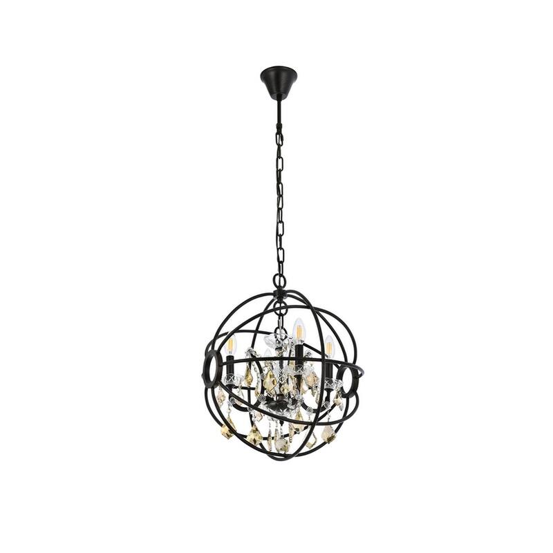Royce Edge 4 light Dark Bronze Pendant - dark bronze (royal cut golden teak crystals)