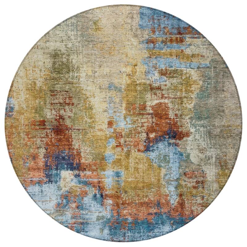 Machine Washable Indoor/ Outdoor Abstact Contemporary Chantille Rug
