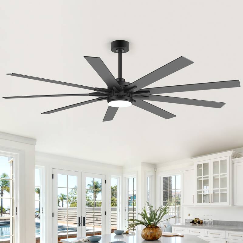 36/42/52/56/72/84-Inch Reversible 3/5/9-Blade Integrated LED Ceiling Fan with Light Remote - 72 Inches 9-Blade