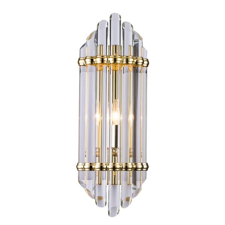 1 Light Gold Wall Sconce with Glass Rod Accents