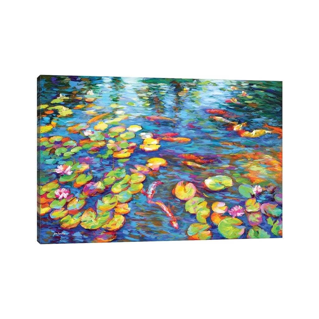 iCanvas "Koi Fish and Water Lilies" by Leon Devenice Canvas Print