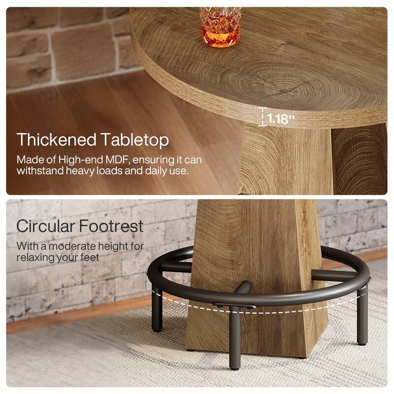 37.4" High Bar Table, Round Pub Table for Small Bars, Dining Room