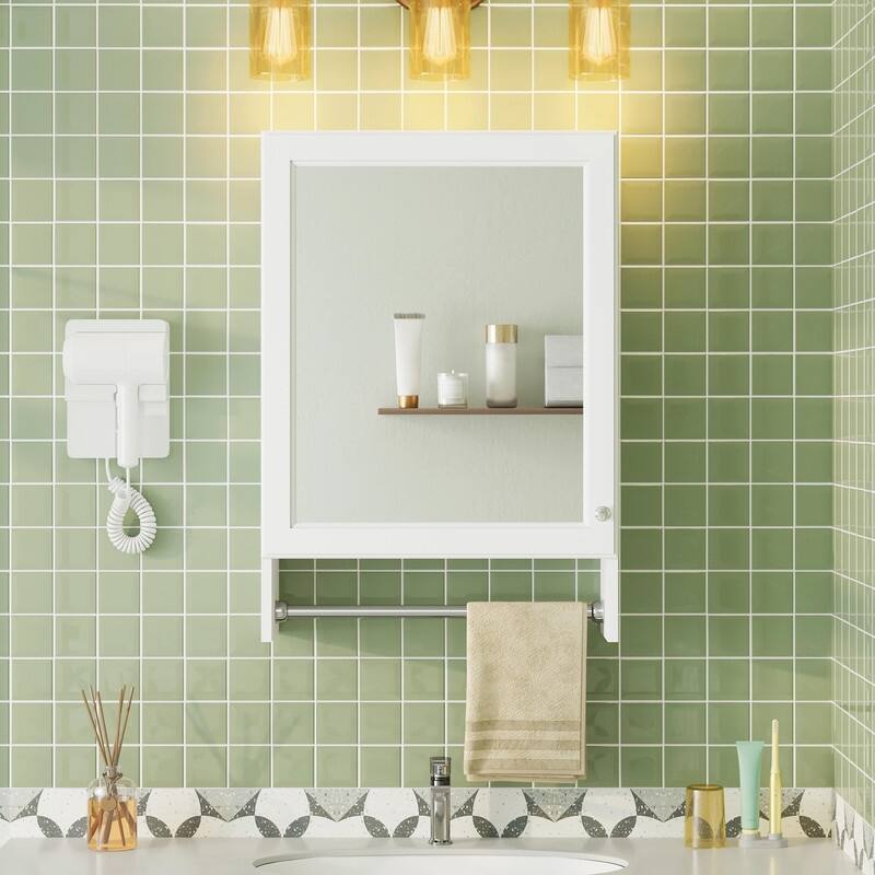 3-in-1 20" Medicine Cabinet with Adjustable Shelf, Soft-Close Door, and High-Definition Mirror - White