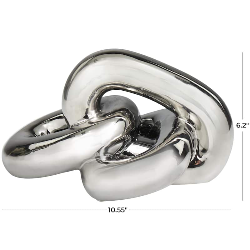 Ceramic Chain 3 Link Decorative Sculpture - Gold, Silver - Roche River Decor