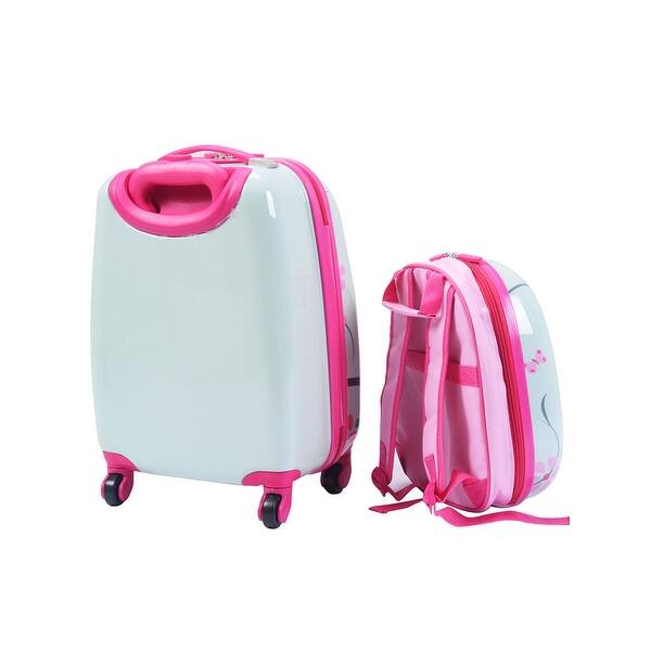 Shop Costway 2pc 12 16 Kids Luggage Set Suitcase Backpack School Travel Trolley Abs Pink Overstock 18522217