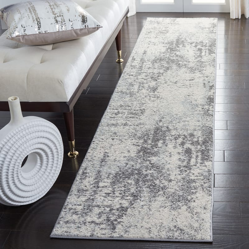 SAFAVIEH Tulum Emmaline Modern Abstract Rug - 2' x 9' Runner - Ivory/Charcoal