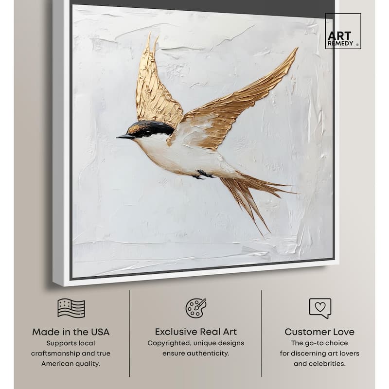 Simple Golden Swallow Canvas by Art Remedy