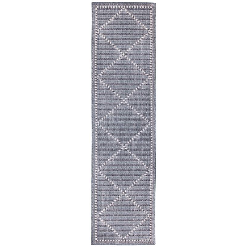 Liora Manne Malibu Checker Diamond Indoor/Outdoor Rug - 1'11" x 7'6" - Navy