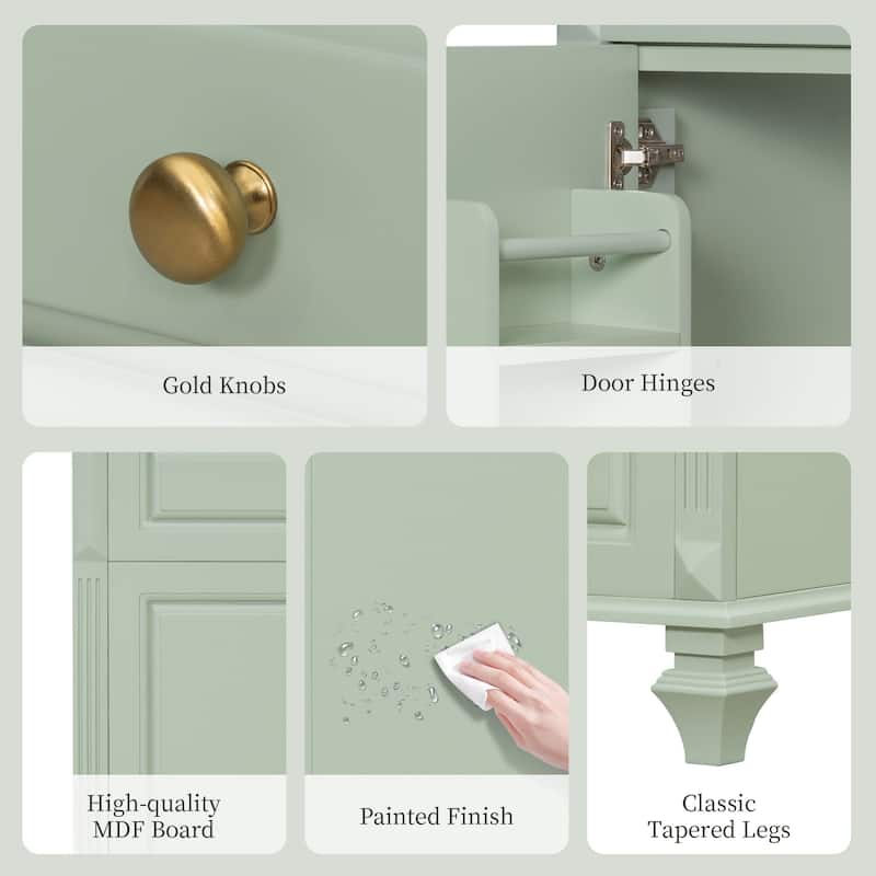 Bathroom Vanity with Ceramic Sink Top, Bathroom Cabinet Base and Ceramic Basin Set