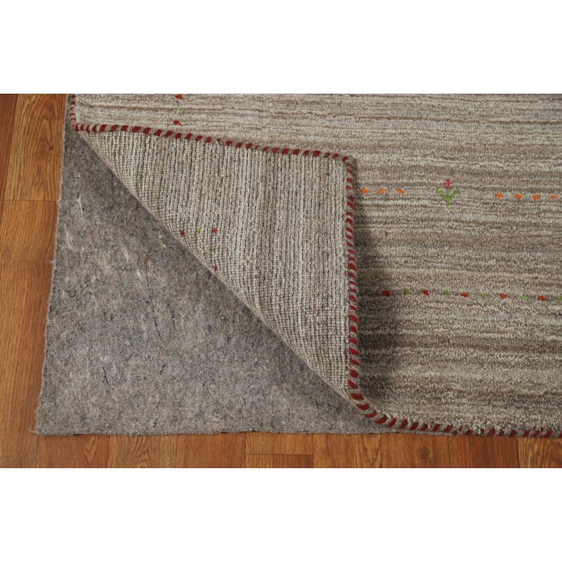 Gabbeh Indian Area Rug Hand-Knotted Tribal Grey Wool Carpet - 5'1" x 7'9"