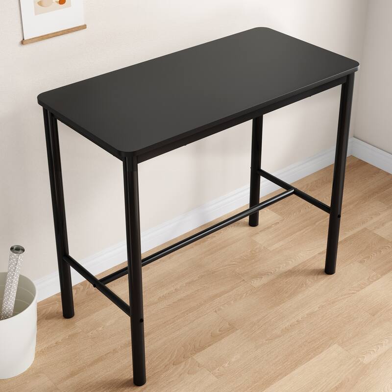 47 inch Counter Height Bar Table, Rectangular Dining Counter Tables with Metal Legs