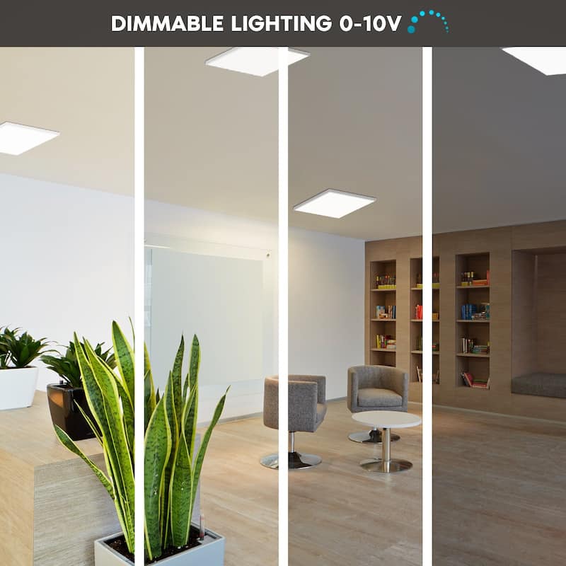Luxrite 2x2 FT Surface Mount LED Flat Panel Light 3 Color Selectable 4000 Lumens Dimmable Damp Rated UL Listed 2 Pack