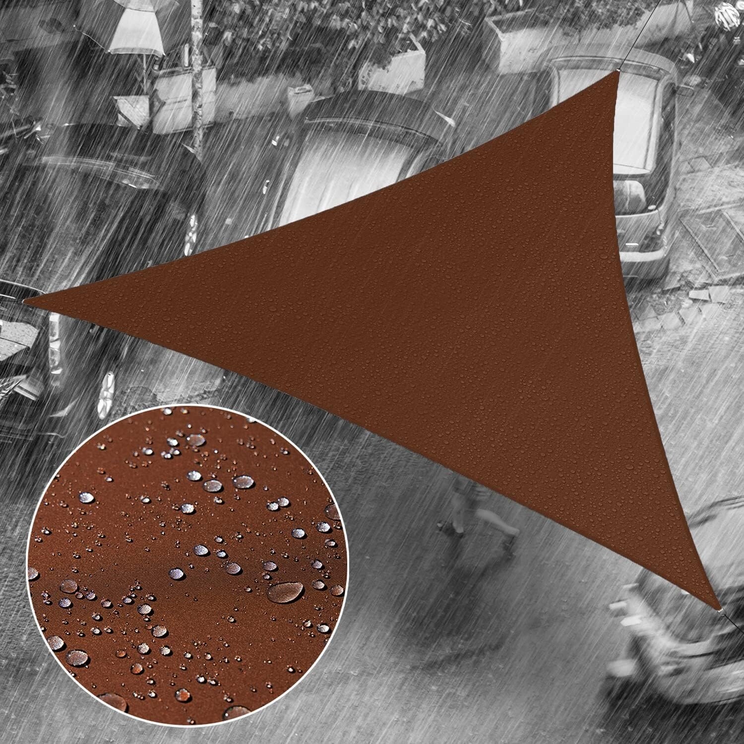 8' x 8' x 8' Brown Triangle Waterproof Sun Shade Sail, UPF50+ UV Blockage, Outdoor Patio Garden Canopy Awning