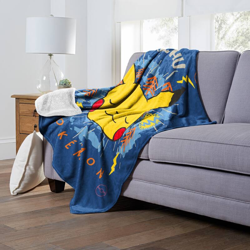 Pokemon Zen Pikachu Mink Sherpa Throw Blanket