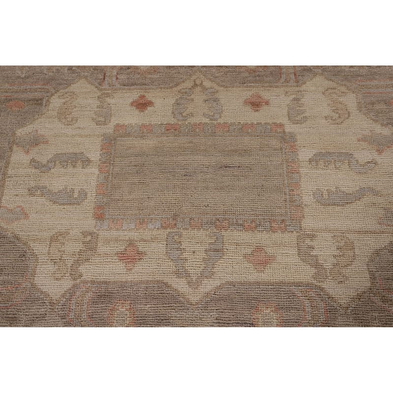 Vegetable Dye Oushak Area Rug Handmade Grey Wool Carpet - 8'4" x 9'10"