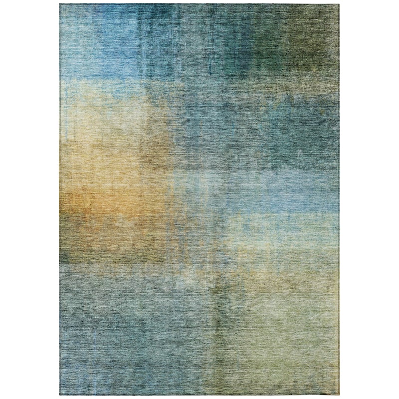 Machine Washable Indoor/ Outdoor Abstract Ombre Chantille Rug