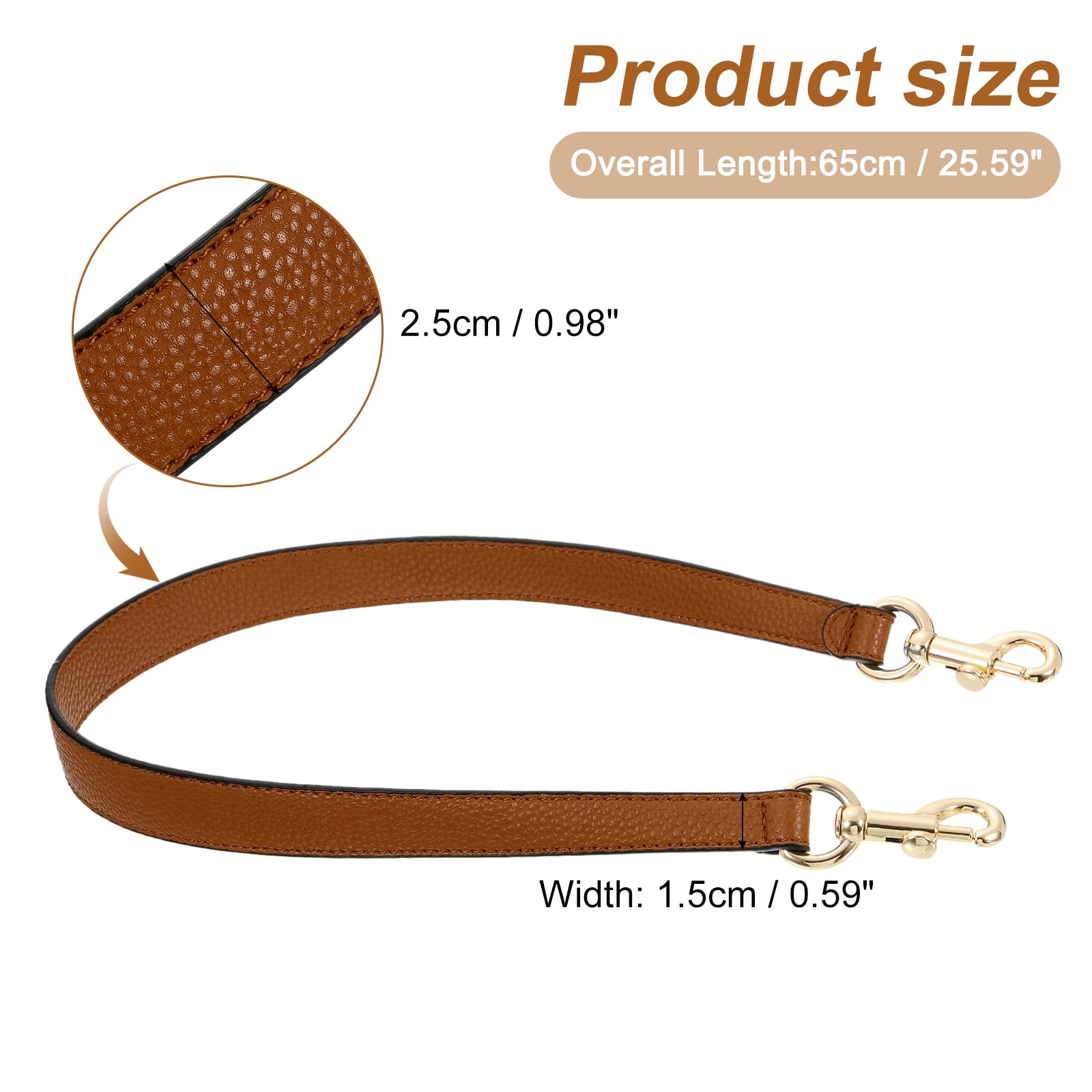PU Leather Short Bag Strap with Clasp, Purse Handles Handbags Replacement Straps for Clutch Bag