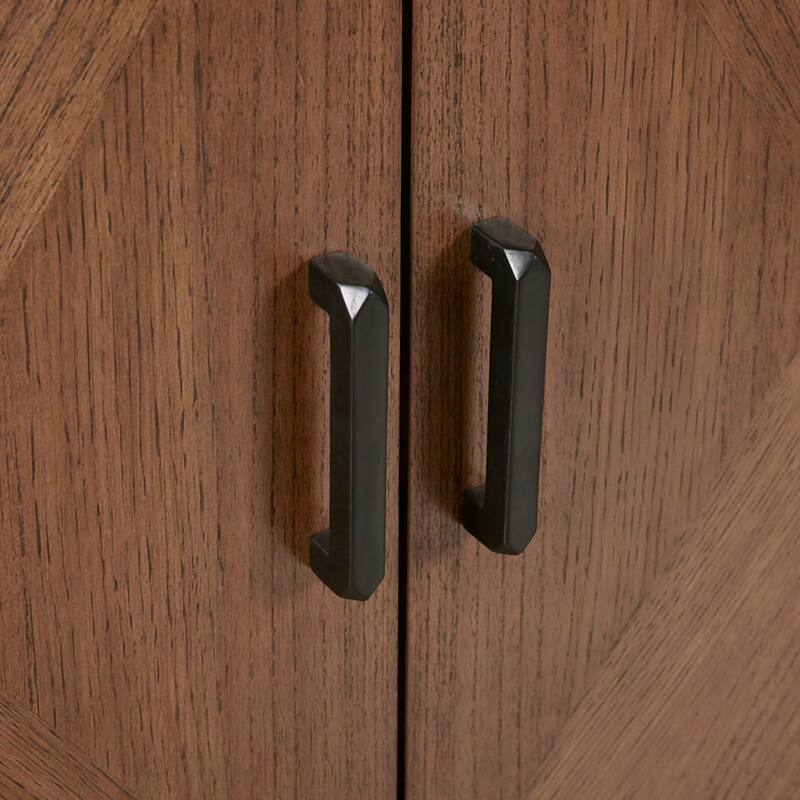 Roomfitters Accent Cabinet with Adjustable Shelf, Modern Storage Sideboard with Metal Base for Living Room and Entryway, Brown