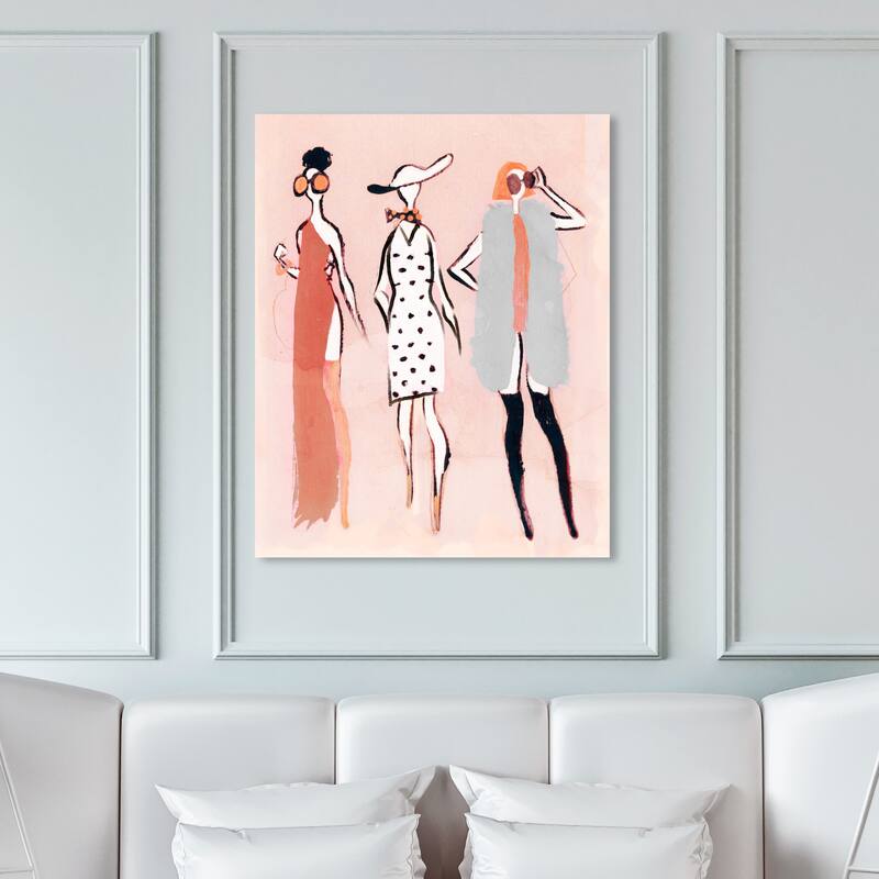 Wynwood Studio Fashion and Glam Thigh High Girls Pink and Pastel Pink Glam Wall Art Canvas Print - 45 x 30