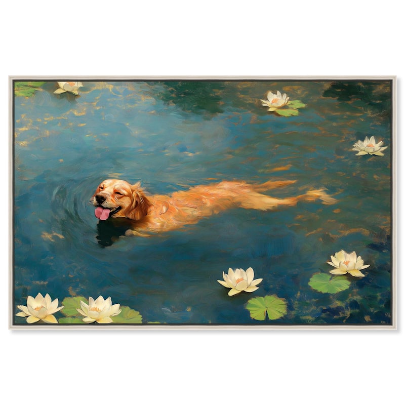 Pond Pup II Canvas by Art Remedy - Silver - 54" x 36"