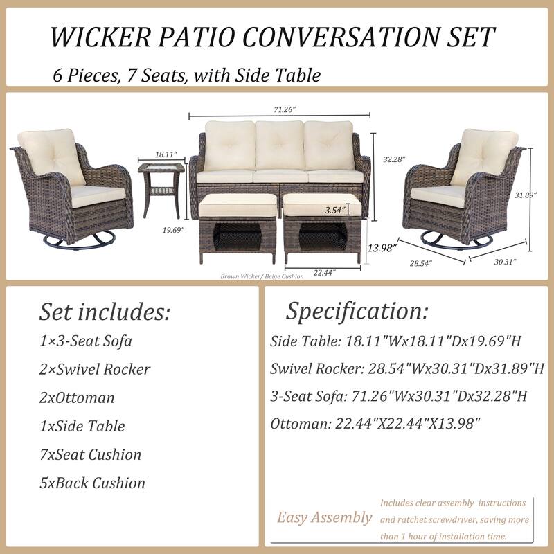 Wicker Patio Furniture Set-Outdoor Patio Conversation Seating Sets
