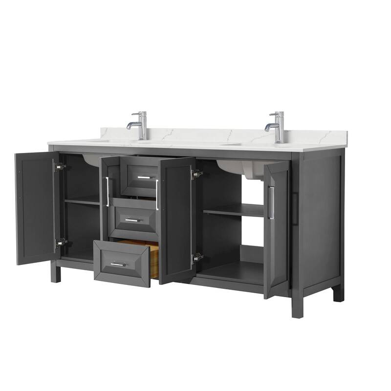 Daria 72-inch Double Vanity, Single Hole Quartz Top