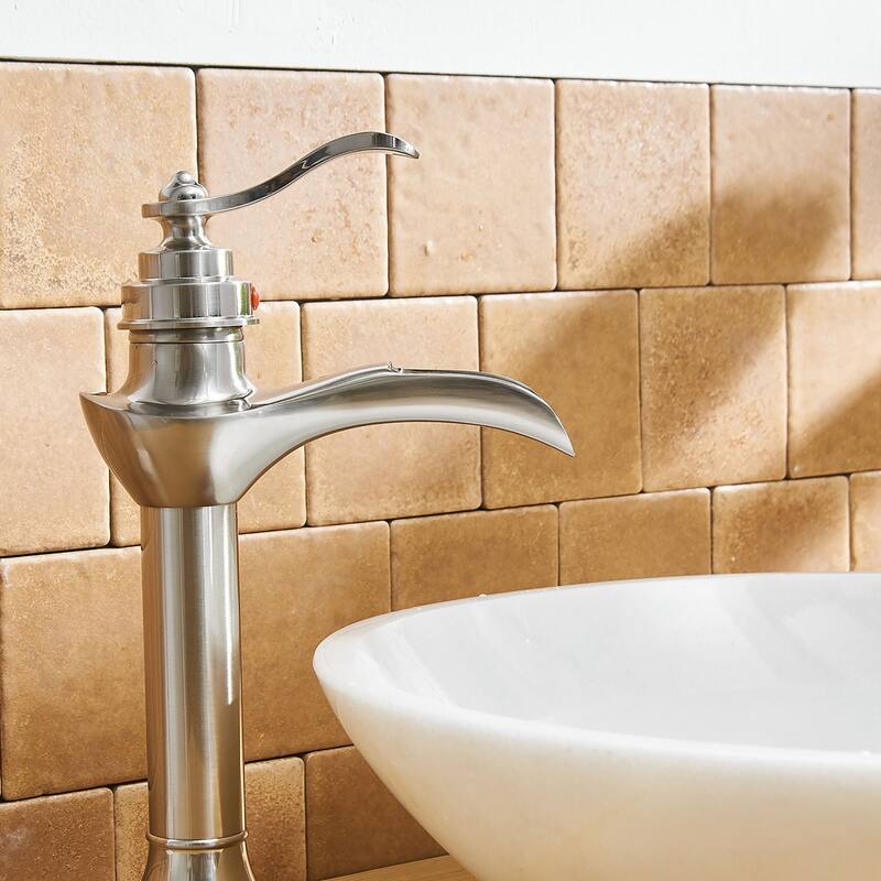 Waterfall Bathroom Sink Faucet Single Handle One Hole Tall Body - Silver
