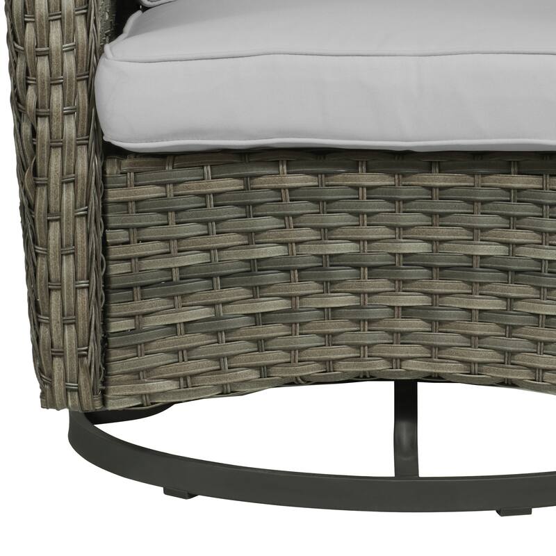 Outdoor Rattan Wicker Swivel Lounge Chair Cushioned Patio Rocker