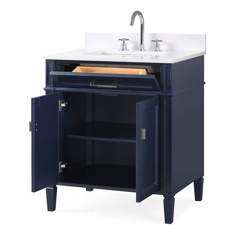 30 Inch Durand Modern Bathroom Sink Vanity with Stone Counter Top