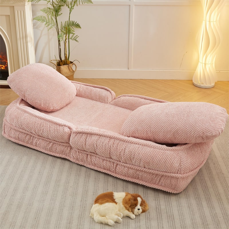 Human Dog Bed,Lazy Sofa Couch ,5 Adjustable Position,Sit,Sleep,fold,Suit to Put in Bedroom,Space Saving Design,Pink