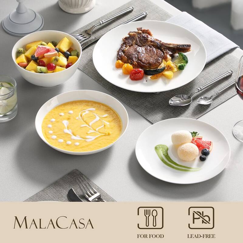 MALACASA 16-Piece New Bone China Dinnerware Set, Service for 4