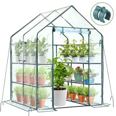 Portable Walk in Plant GreenHouse with Improved Transparent PVC Cover, 3 Tiers 12 Shelves Stands Small Houses for Outside