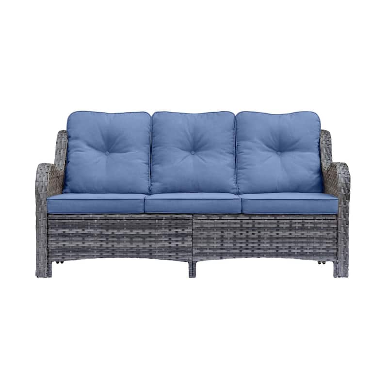 Gray Wicker Rattan Outdoor Patio Furniture Set Swivel Chair with Cushion