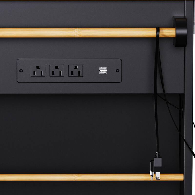 53" Kitchen Island with Drop Leaf, Power Outlet & Wheels, Rolling Cart with Storage Racks