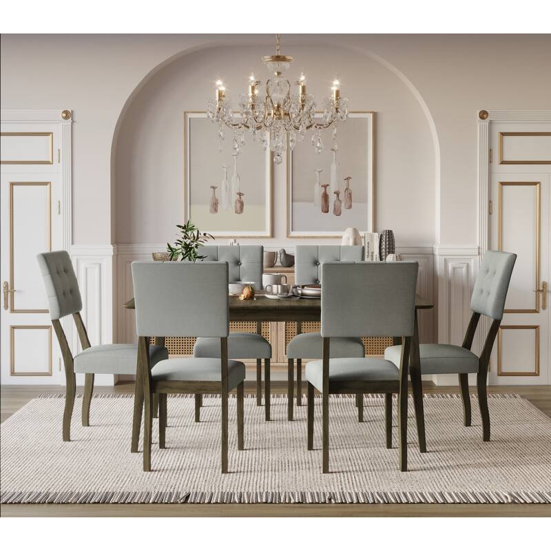 Derry 7-pieces Dining Table and Chair - Table and 6 Chairs - Taupe