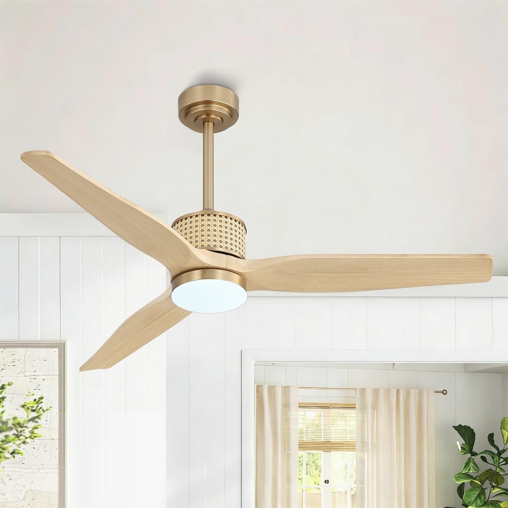 MLiAN 52 In. 3 Solid Wood Indoor Ceiling Fan with Light Kit - 52"