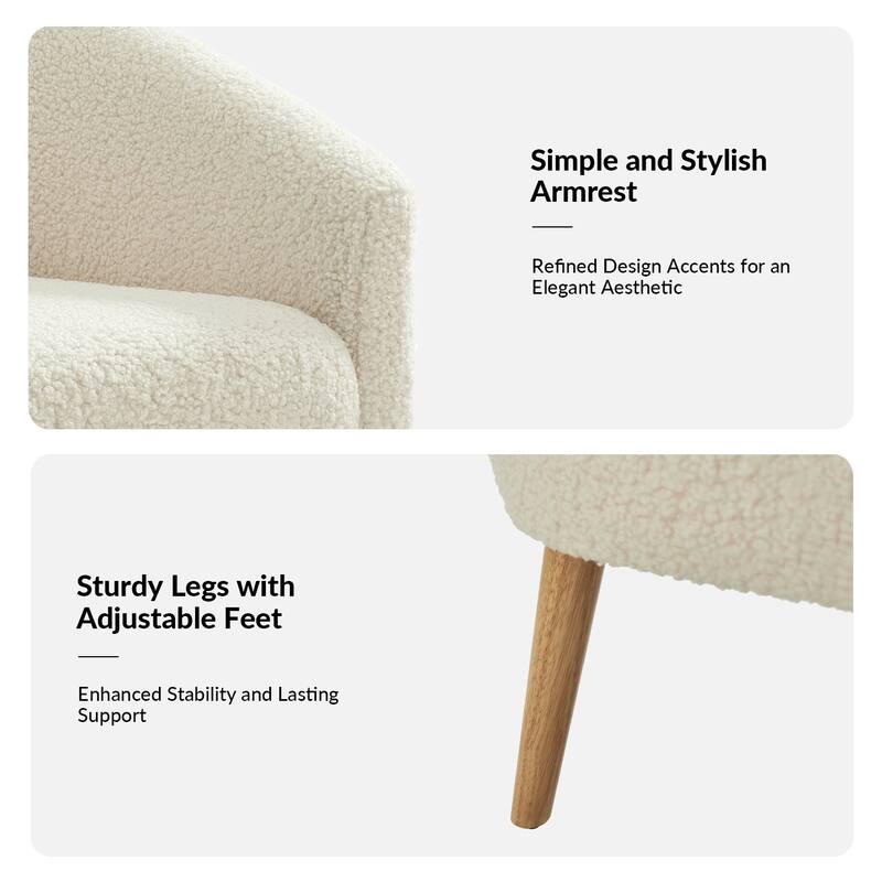 Sheila Modern 31"W Boucle Armchair with Solid Wood Legs by HULALA HOME