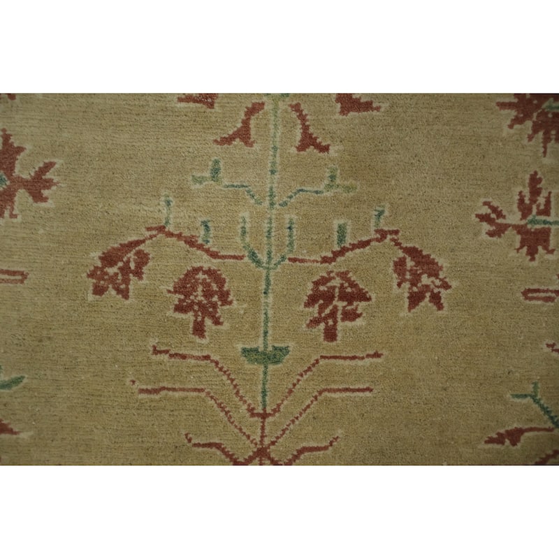 Hand Knotted Oriental 100% Wool Carpet Traditional All-Over Green Ziegler Area Rug - 8' 9'' X 5' 11''