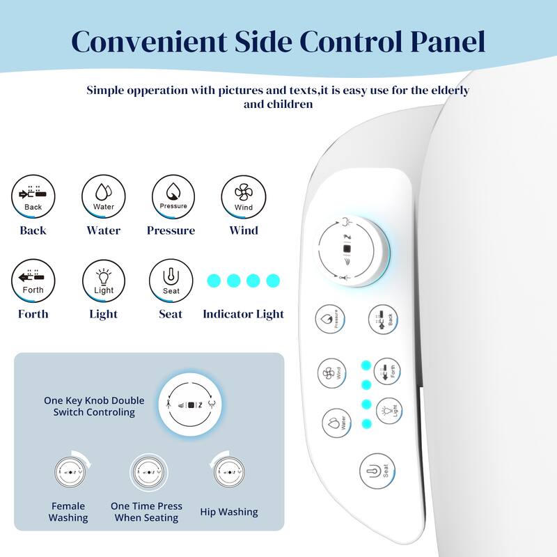 White Elongated Smart Toilet Bidet Tankless 1.27 GPF Foot Sensor Flushing, Warm Water and Dry, Remote Control