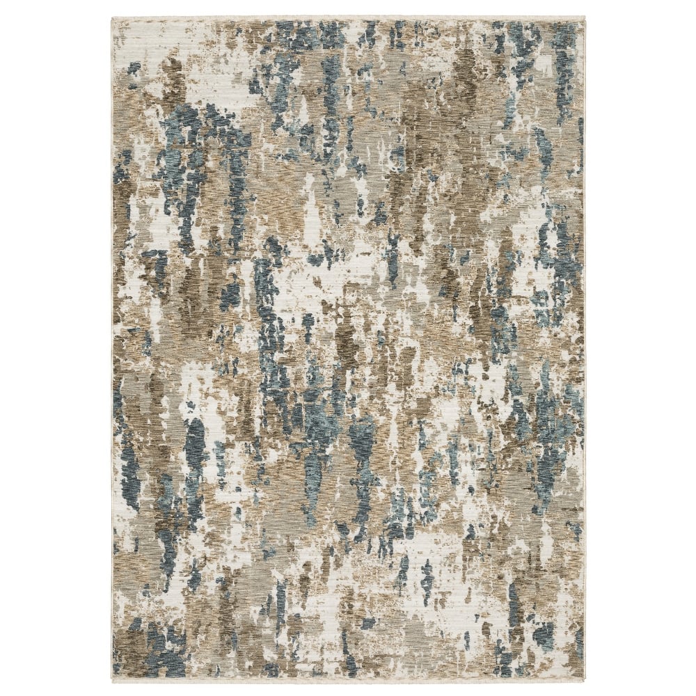 Style Haven Estella Abstract Elements Beige/ Teal Area Rug