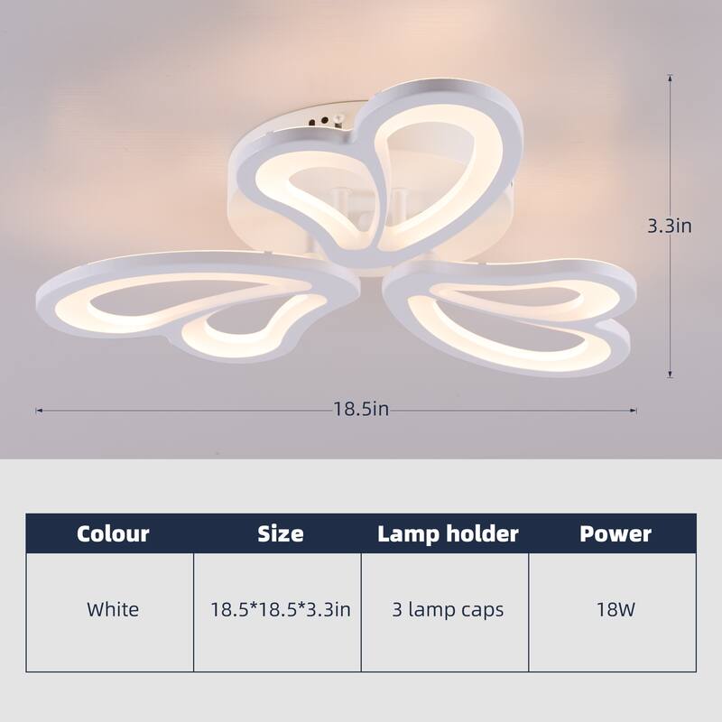 Indoor Modern Dimmable LED Semi-Flush Mount Ceiling Light Fixture with Remote and Creative Flower Lampshade